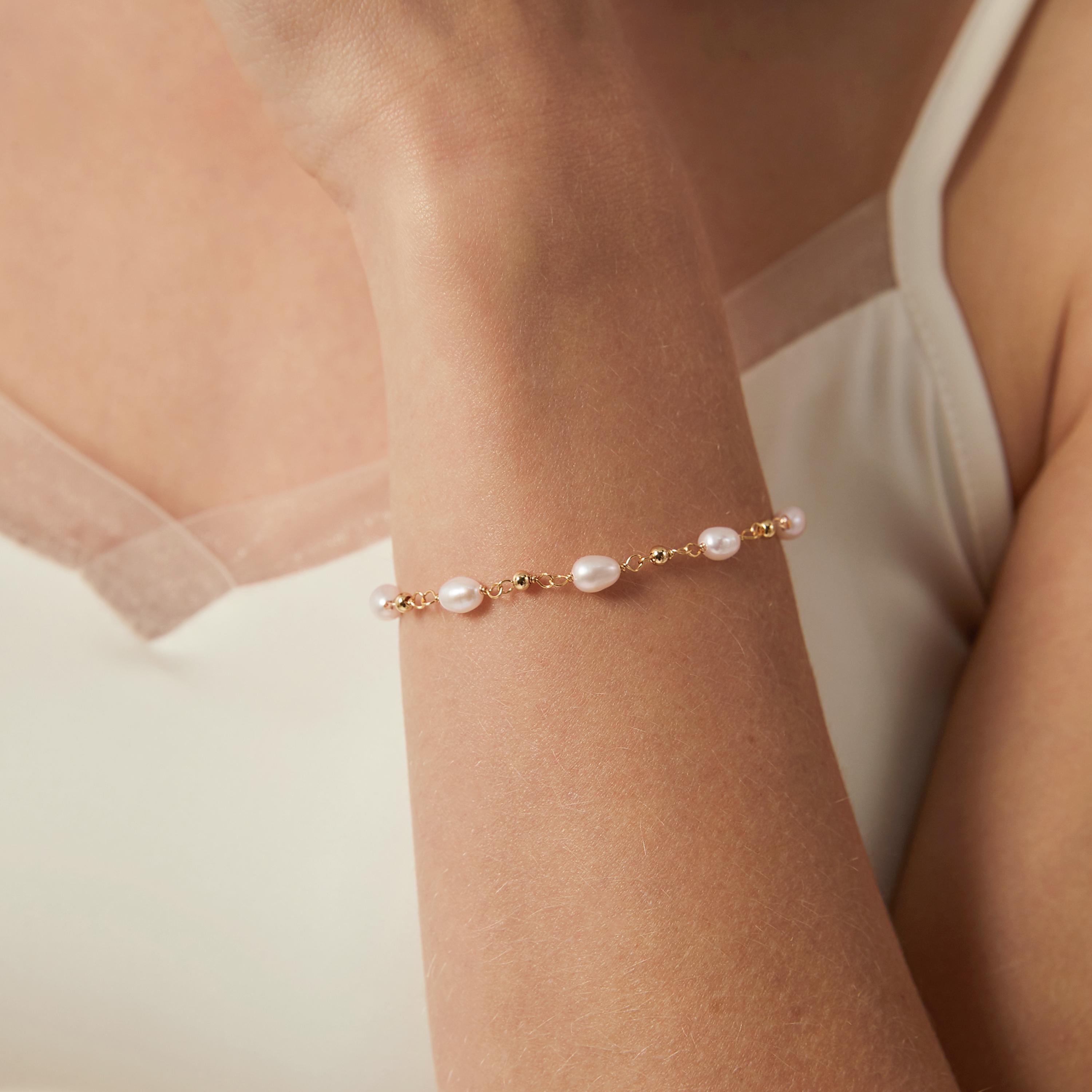 Zierliches Süßwasserperlen Armband,Echte Perlen Armband,Silber Braut Armband,Minimalistisches Armband,Brautjungfern Geschenk,Hochzeitsschmuck Set