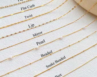 18K Gold Filled Chain Necklace,Pearl Chain,Curb Chian,Box Chain,Paperclip Chain,Twist Chain,Dainty Chain,Gift for Her,Mothers Day Gifts