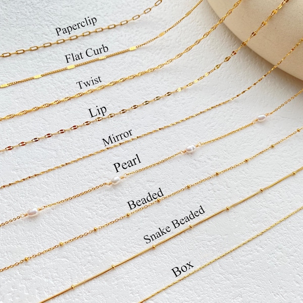 18K Gold Filled Chain Necklace,Pearl Chain,Curb Chian,Box Chain,Paperclip Chain,Twist Chain,Dainty Chain,Gift for Her,Mothers Day Gifts