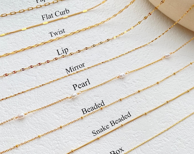 18K Gold Filled Chain Necklace,Pearl Chain,Curb Chian,Box Chain,Paperclip Chain,Twist Chain,Dainty Chain,Gift for Her,Mothers Day Gifts