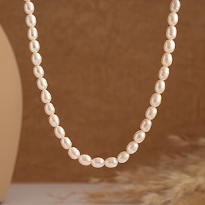 6mm Genuine Freshwater Pearl Necklace,Natural Pearl Necklace,Dainty Pearl Necklace,Bridal Necklace,Wedding Necklace,Mothers Day Gifts