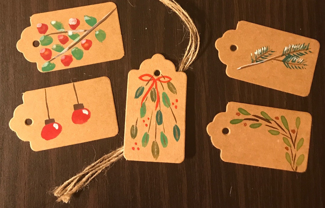 5 Hand Painted Gift Tags Etsy