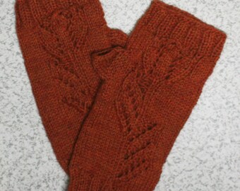 Tulip Motif Knit Fingerless Mitts