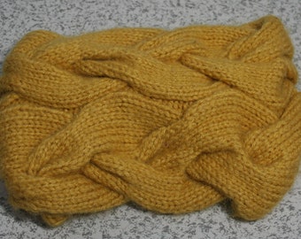 Mustard Knit Cable Cowl