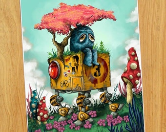Traveling Pink Tree - 8x10 inch Giclee JIMBOT Print