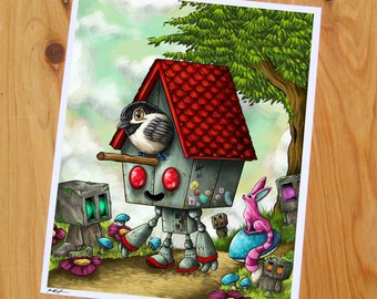 Traveling Pals - 8x10 inch Giclee JIMBOT Print