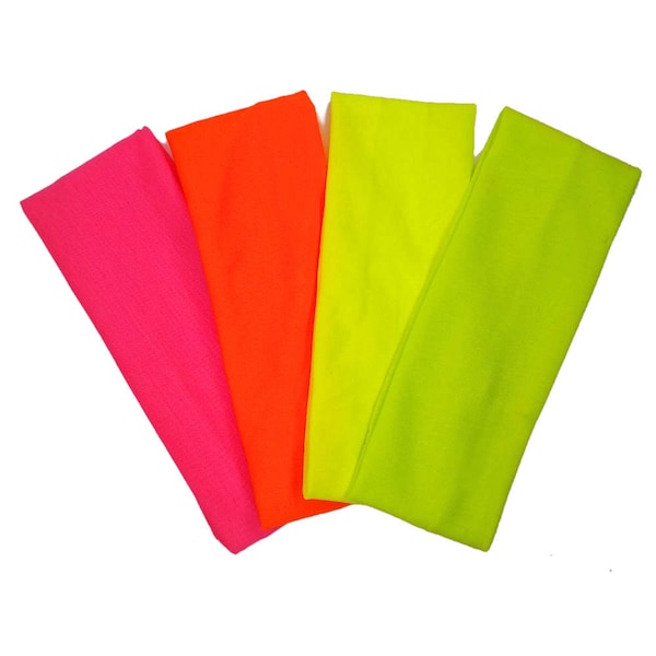 Neon Black Light Reactive fluorescent stretchy headbands for UV Glow Party - Pack of 12