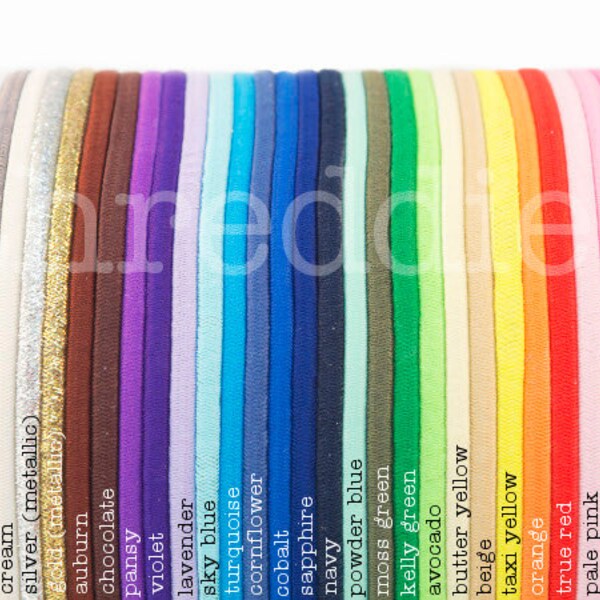 skinny elastic headbands - 6 super stretchy hair bands - YOU PICK COLORS - no metal