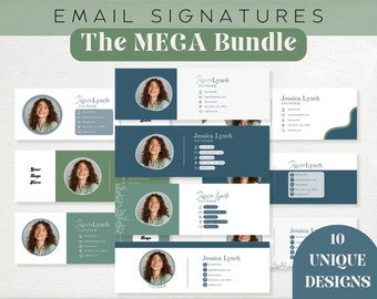 BUNDLE! Email Signature Templates for Gmail or Outlook: Professional Blue and Green Digital Signature and Email Marketing Template