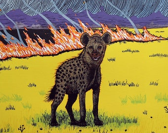 Hyena Woodcut