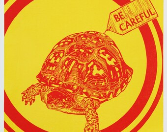 Be Careful Linocut
