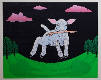 For Awhile My Hands Were Gone Linocut