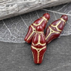 Goddess Bead - Czech Glass Beads - Female Goddess - Picasso Beads - 21x10mm - 4pcs - (160)
