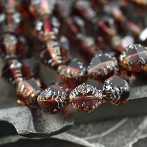 9x7mm - Czech Glass Beads - Picasso Beads - Bicone Beads - Faceted Beads - Czech Bicone - Glass Beads - Czech Beads - 6pcs - (374)
