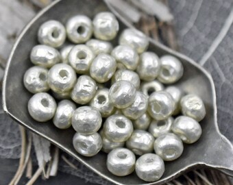 Baroque Pearls - Silver Seed Beads - 6/0 Seed Beads - Silver Spacer Beads - Miyuki Beads - Pearl Seed Beads - 4" Tube - 7.6 grams (4406)