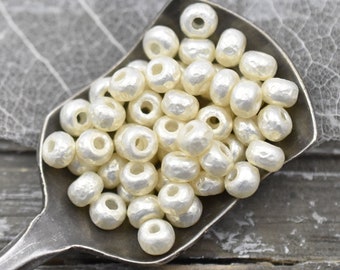 Baroque Pearls - White Seed Beads - 6/0 Seed Beads - Spacer Beads - Miyuki Beads - Pearl Seed Beads - 4" Tube - 7.6 grams (B577)