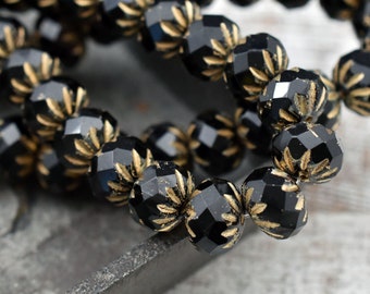 Czech Glass Beads - Rondelle Beads - Fire Polished Beads - Black Rondelle Bead - 6x9mm - 25pcs - (A395)