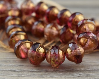 Czech Glass Beads - Saturn Beads - Saucer Beads - Planet Beads - Picasso Beads - 8x10mm - 15pcs (6107)