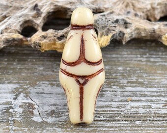 Czech Glass Beads - Picasso Beads - Goddess Bead - 21x10mm - 4pcs - (936)