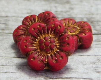 12pcs 14mm Wild Fllower Czech glass beads NEW!! flower disc beads