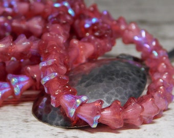 Light Copper//Amethyst Luster 12 13 mm Trumpet Flower Beads