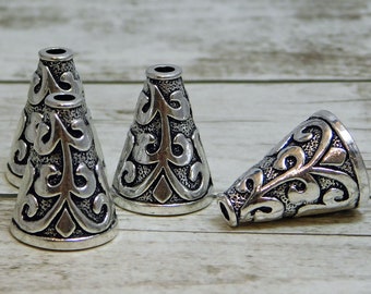 21x16mm Antique Silver Tassel Caps 5066 Silver Bead Caps End Caps Tassel Cone 4pcs -
