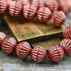 Czech Glass Beads Bicone Beads Red Beads Czech Glass Bicone 11mm 15pcs 2733 image 7