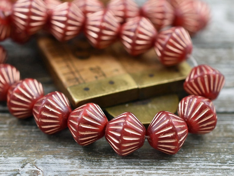 Czech Glass Beads Bicone Beads Red Beads Czech Glass Bicone 11mm 15pcs 2733 image 7