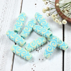 Tube Beads - Focal Beads - Rectangle Beads -  Lightweight Beads - Acrylic Beads - 25x9x6mm - 15pcs - (2375)