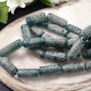 Tube Beads - Recycled Glass Beads - Indonesian Glass Beads - Pompeii Beads - Java Beads - 18" Strand - (J38)