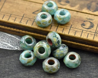 Roller Beads - Rondelle Beads - Large Hole Beads - Picasso Beads - 3mm Hole Beads - Czech Glass Beads - 5x8mm - 25pcs - (4243)