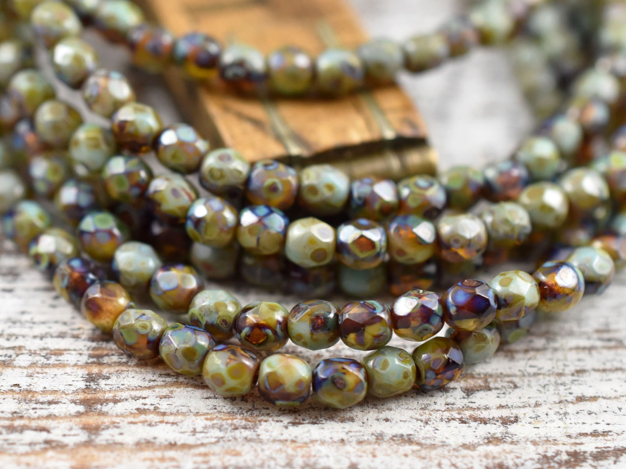 Picasso Beads - Fire Polished Beads - 4mm Beads - Round Beads - Czech…