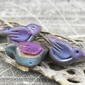 Czech Glass Beads - Bird Beads - Picasso Beads - Animal Beads - Czech Glass Bird Beads - 6pcs - 11x22mm (2514)