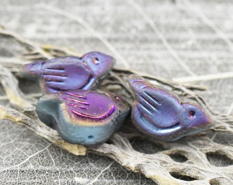 Czech Glass Beads - Bird Beads - Picasso Beads - Animal Beads - Czech Glass Bird Beads - 6pcs - 11x22mm (2514)