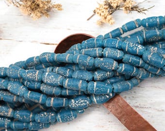 Cuentas de vidrio de Java - Cuentas de vidrio recicladas - Cuentas de vidrio indonesio - Aprox. 14 x 8 mm - Tira de 45 cm - (B333)