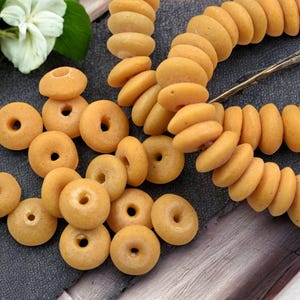 African Glass Beads - Recycled Glass Beads - Ashanti Glass - Heishi Beads - 13-15mm