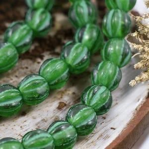 Czech Glass Beads - 2mm Hole Beads - Large Hole Melon Beads - 6mm Beads - Melon Beads - Round Beads - 25pcs - (5141) image 5