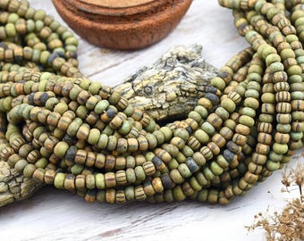 Aged Picasso Beads - Seed Beads - Czech Glass Beads - Size 5 Seed Beads - 5/0 - 20&quot; Strand - (2254)
