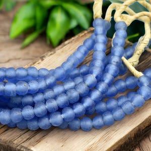 African Recycled Glass Beads - Fair Trade Beads -  Sea Glass Beads - Powder Glass Beads - Approx 7-9mm - 18" Strand - (J52)