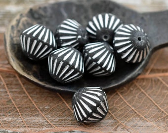 Czech Glass Beads - Picasso Beads - Bicone Beads - Black Beads - 15pcs - 11mm - (6102)