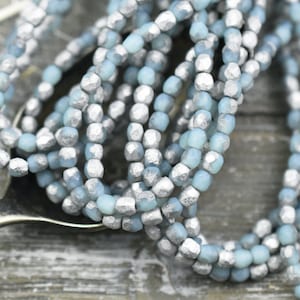3mm Beads - Czech Glass Beads - Fire Polish Beads - Round Beads - Etched Beads - Picasso Beads -  50pcs (1822)