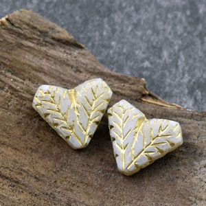 Heart Beads Czech Glass Beads Leaf Beads Picasso Beads 17x11mm 8pcs 4929 image 4