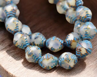 Picasso Beads - Czech Glass Beads - Bicone Beads - Faceted Beads - 10x8mm - 15pcs - (6098)