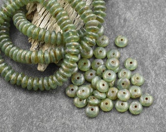 Czech Glass Beads - Glass Spacer Bead - Picasso Beads - Rondelle Beads - 6x2mm - 50pcs - (5571)