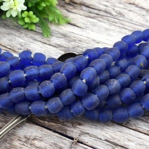 Fair Trade Beads -  Ghana Beads - Recycled Glass Beads - African Glass Beads - Approx 9-10mm - 20" Strand - (J68)