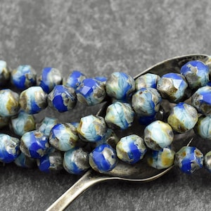 Picasso Beads -Czech Glass Beads -  Central Cut - Round Beads - Baroque Beads - Picasso Glass - 8mm - 16pcs - (1601)