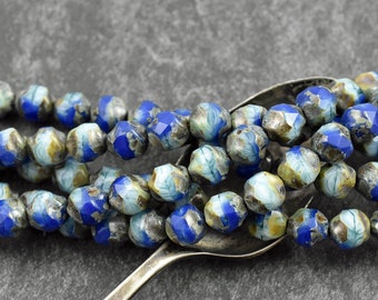 Picasso Beads -Czech Glass Beads -  Central Cut - Round Beads - Baroque Beads - Picasso Glass - 8mm - 16pcs - (1601)