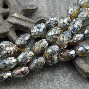 Picasso Beads Czech Glass Beads Faceted Beads Fire Polished Beads Oval Beads 12x8mm 12pcs 3312 image 1