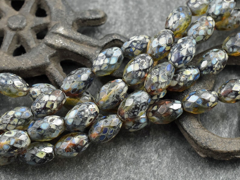 Picasso Beads Czech Glass Beads Faceted Beads Fire Polished Beads Oval Beads 12x8mm 12pcs 3312 image 1
