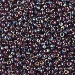 11/0 Seed Beads - Miyuki 11-4504 - Translucent Ruby Red - Picasso Beads - Size 11 Beads - 22 grams (A250)